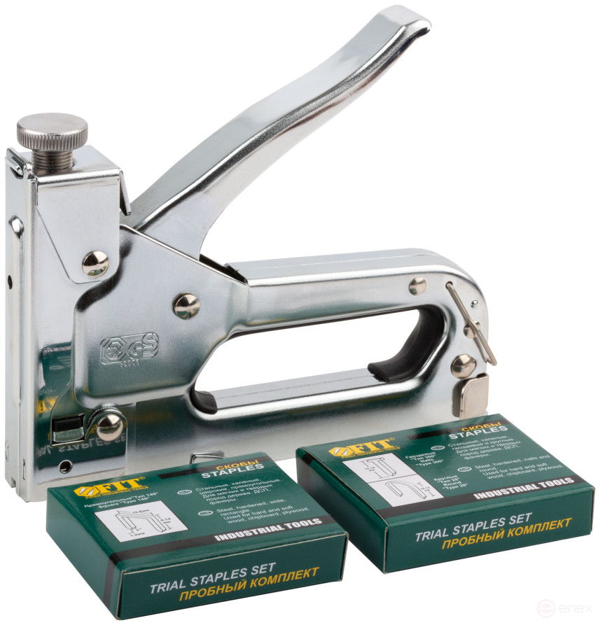 Stapler for wide staples 4-in-1 "type 140" 6-14 mm, with adjustableudara, met.corp., Pro, in a briefcase+staples