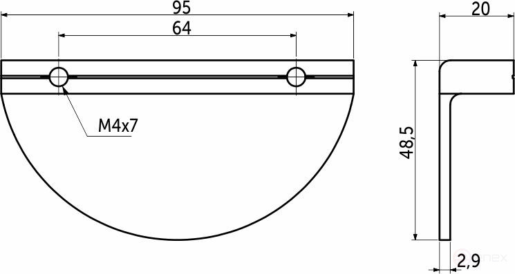 Ручка полукруг серебро 64/95 мм INSPIRE, AKS