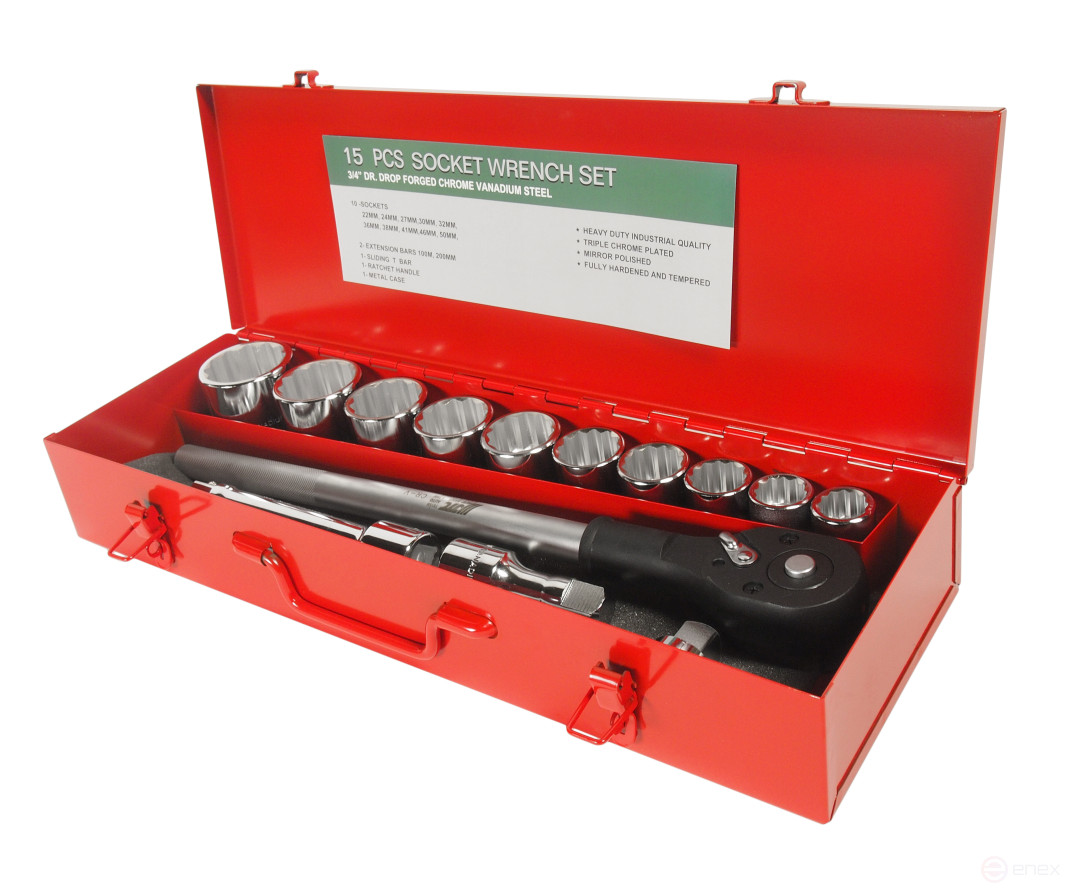 Набор головок торцевых 12-гранных 3/4" 22-50мм (в кейсе) 14 предметов JTC /1