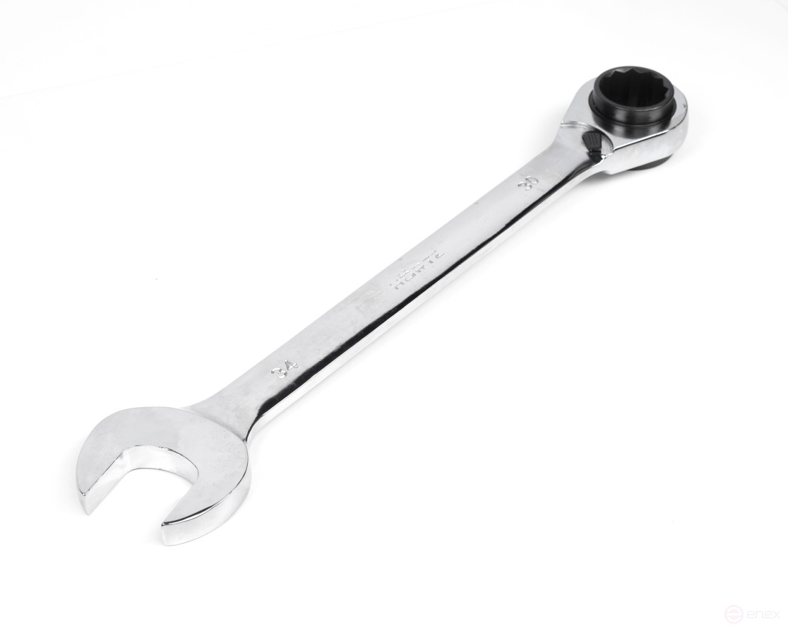 Ключ 3 в 1 комбинированный трещоточный реверсивный 30х32-34 хром HORTZ
