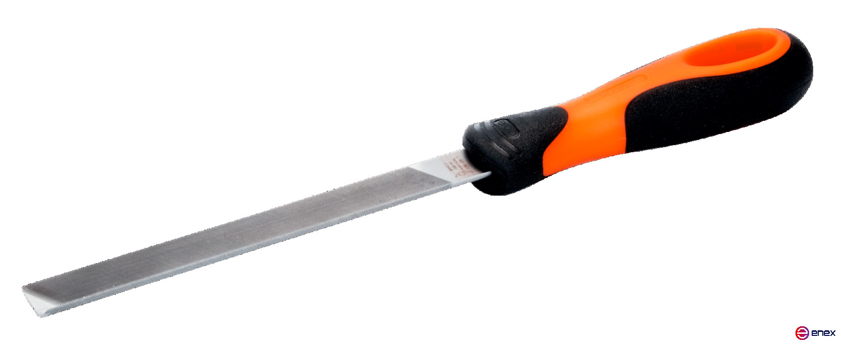 Напильник плоский с закругленной кромкой с рукояткой ERGO 200 мм, насечка драчевая