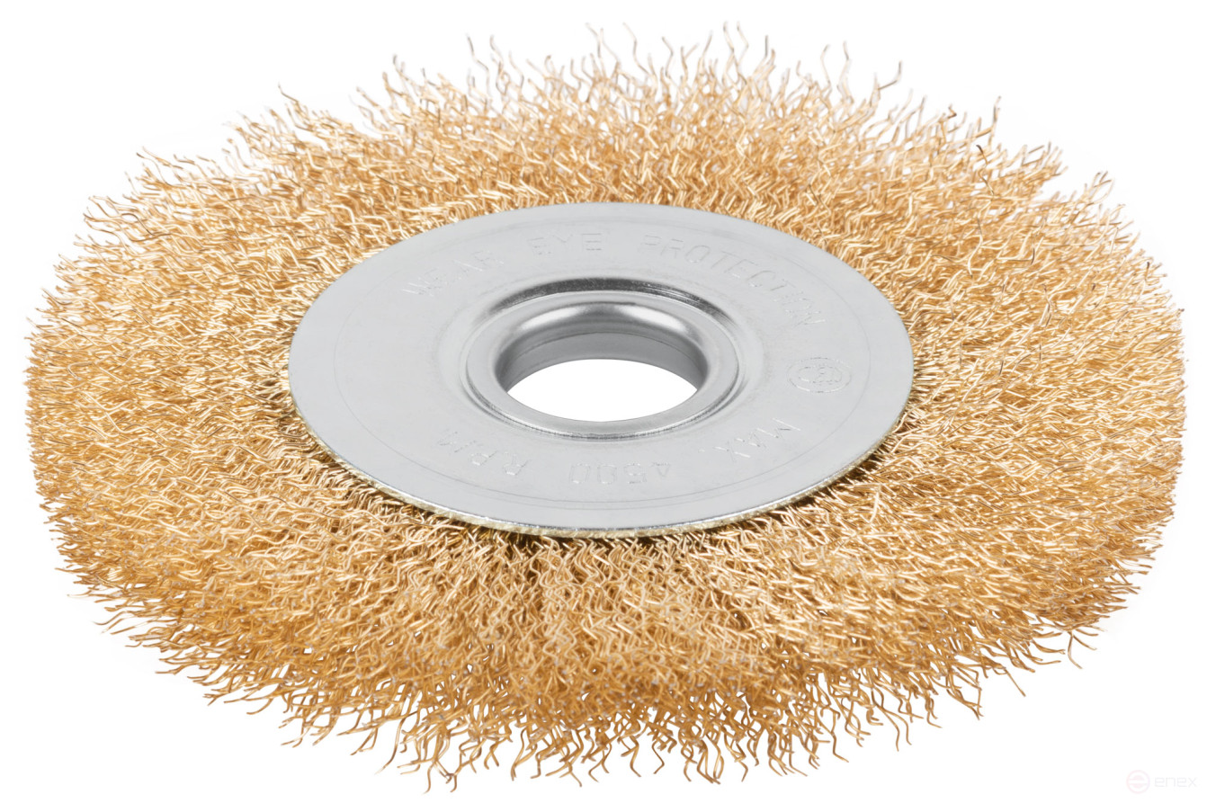 Щетка для УШМ, посадка 22,2 мм, тип "Плоская", латун. витая проволока 0,3 мм, 125 мм, блистер, CUTOP Profi