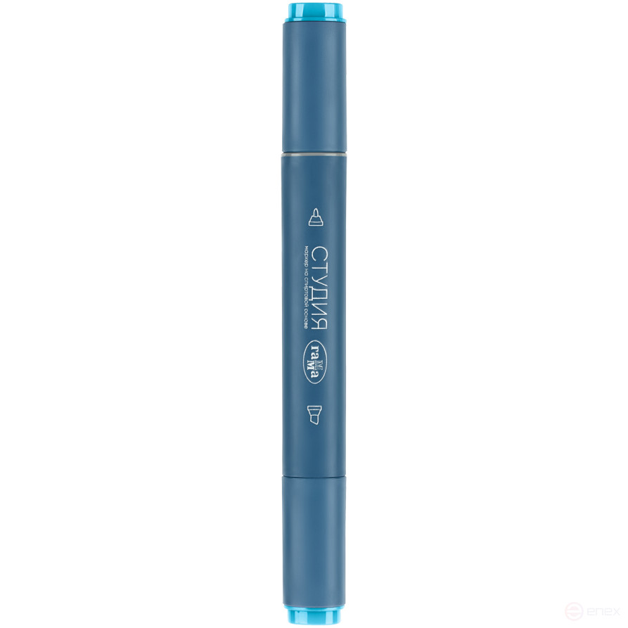 Маркер двусторонний для скетчинга Гамма "Студия", лазурный, корпус трехгранный, пулевид./клиновид. наконечники