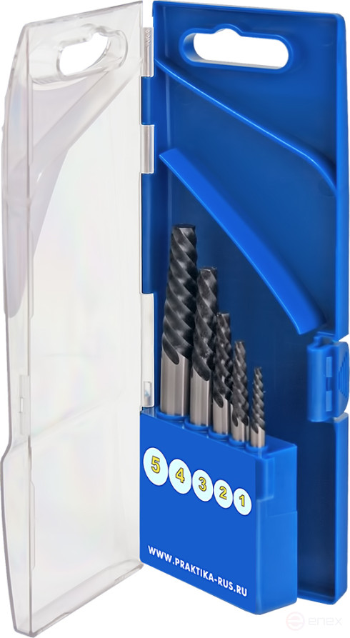 Набор для извлечения саморезов ПРАКТИКА для шпилек и болтов "Эксперт", 5 шт, ПРО кассета (640-414)