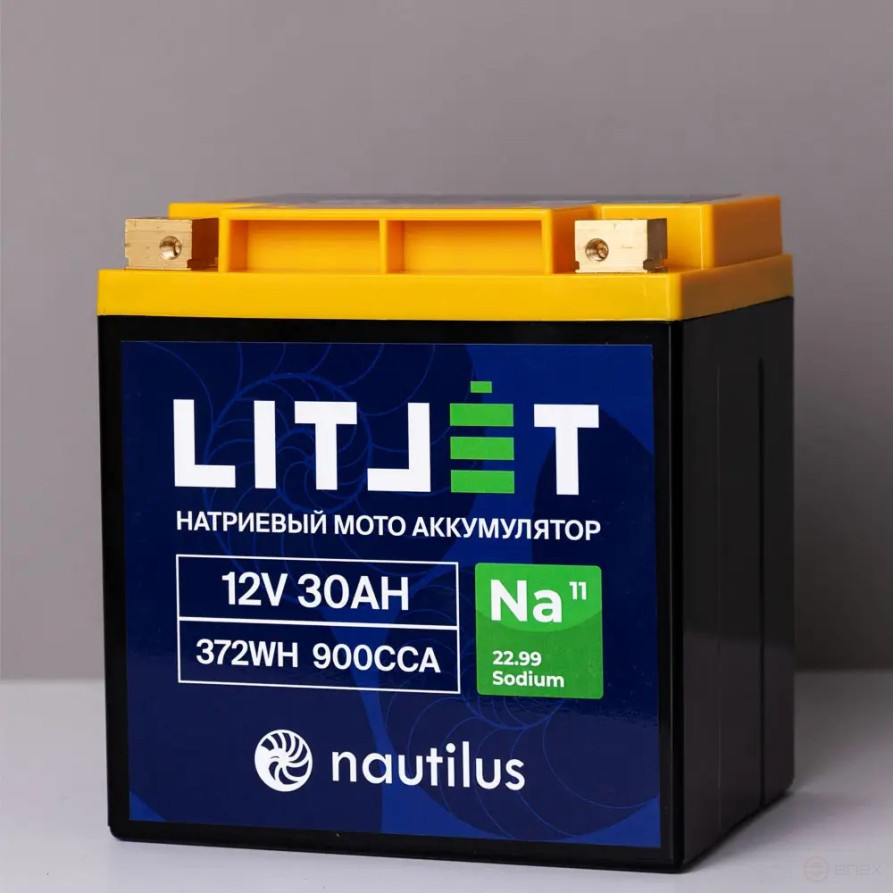 Натриевый стартовый мото аккумулятор LITJET 12V 30Ah 372Wh 900CCA YT24
