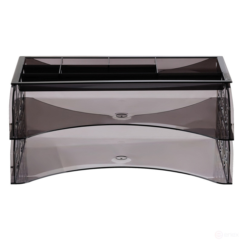 Paper tray horizontal STAMP "Field", set of 2 pcs. + organizer, tinted grey