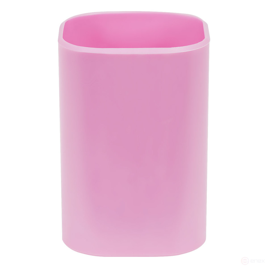 Подставка-стакан СТАММ "Фаворит", пластиковая, квадратная, розовая