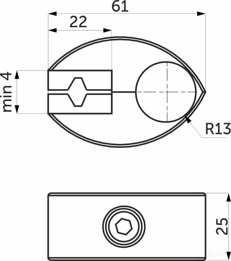 Соединитель стекло/плита к трубе d25 (550) одинарный (с вкладышами), хром AKS