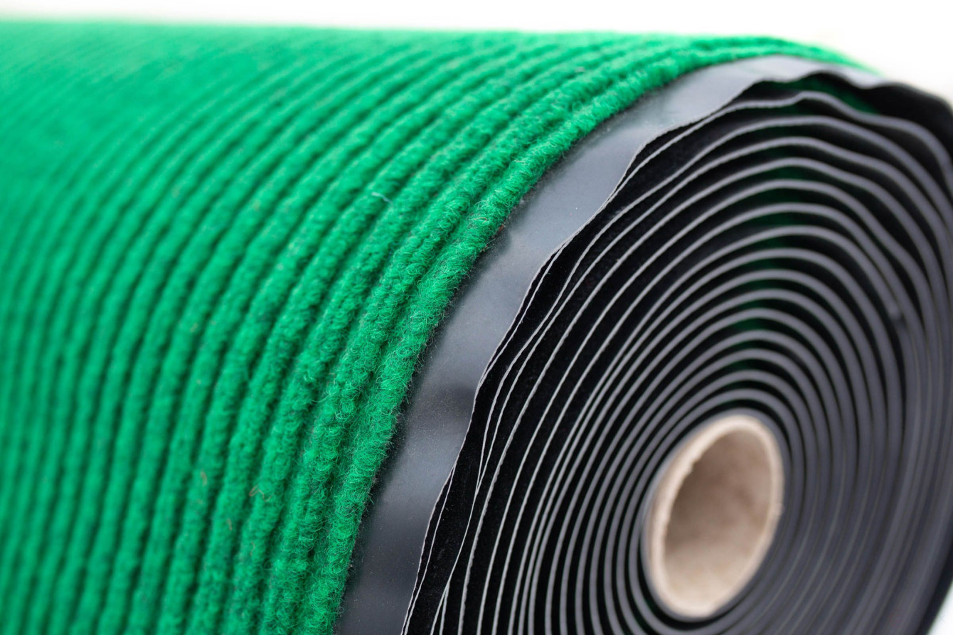 Outdoor dirt-resistant pile Mat Ribbed 1200x10000 mm Green