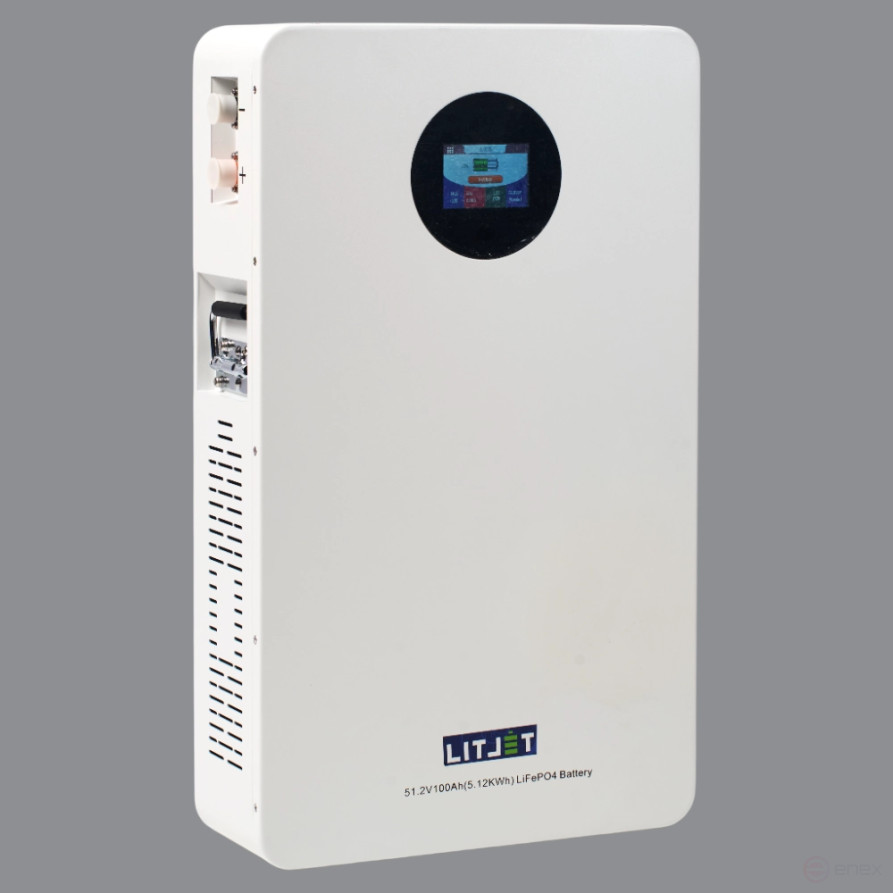 Литиевый аккумулятор тяговый ЛИТДЖЕТ GREEN LiFePO4 51,2V 100Ah 5KWh 100A, CAN/RS485 c/d 100A настенный