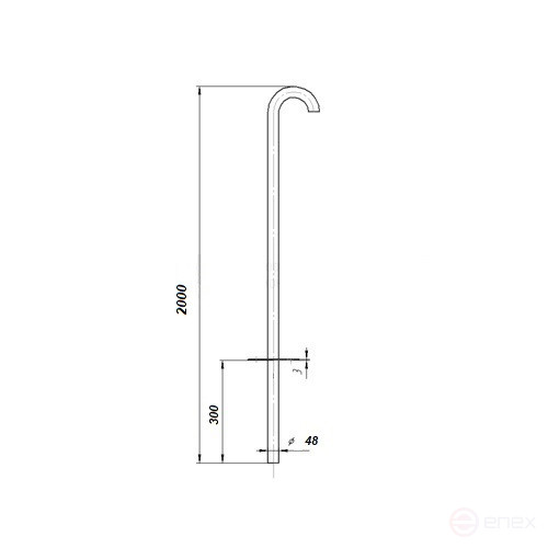 Gusak-penetration on a flat roof for cable entry PG 48/41-2000 MALIEN (outer pipe diameter = 48 mm, inner DN = 41 mm, powder-polymer coating RAL 7040)