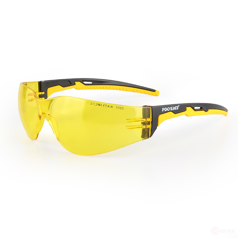 Очки защитные открытые О15 HAMMER ACTIVE Strong Glass (2-1,2 PC) с желтым (янтарным) светофильтром
