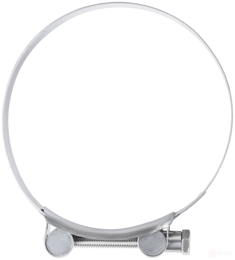 The clamp is a crimping power hinge, stainless steel.steel 113-121 mm