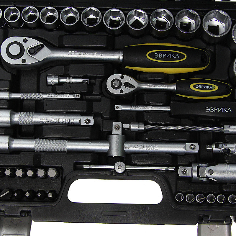 Набор инструмента ER-80082 1/4"&1/2"DR 6-гранный 82 предмета ЭВРИКА 1/3