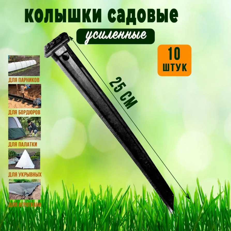 Garden pegs reinforced Geoplastboard 25 cm, set of 10 pcs., color black