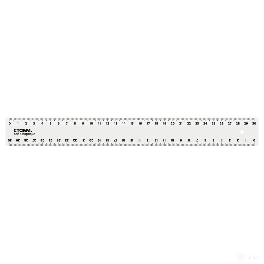 Ruler 30cm STAMM, plastic, 2 scales, transparent, colorless, European weight