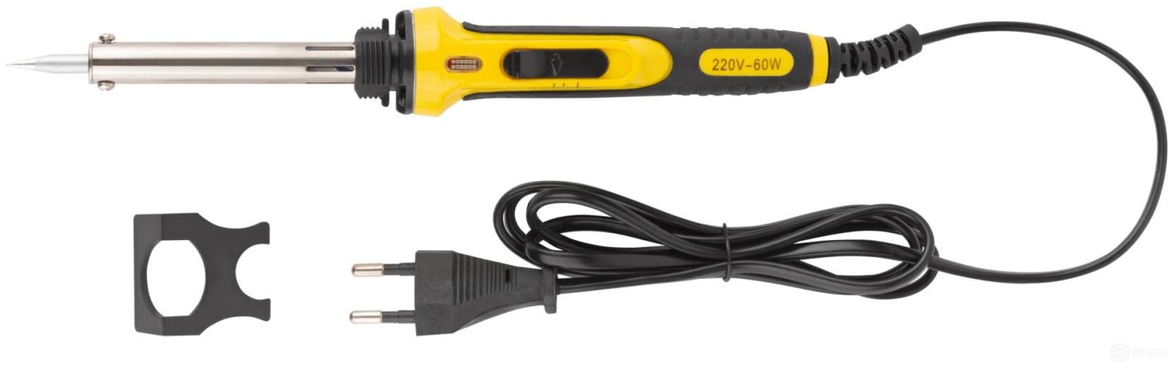 220 V soldering iron, 2 operating modes, stand, switch, rubberized handle, cone tip, 30W / 60W