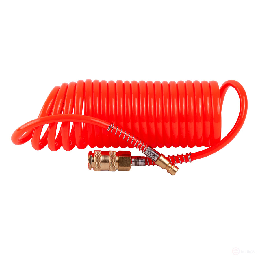 Шланг пневматический спиральный PU 6х8мм с быстросъемными фитингами 5м "AV Steel"