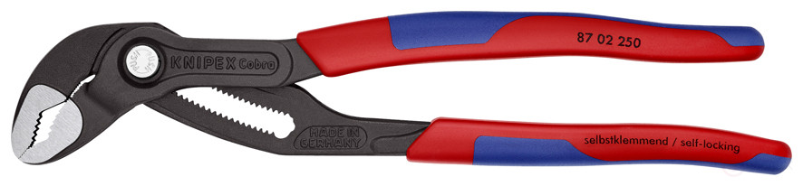 KNIPEX COBRA® клещи переставные с фиксатором, 50 мм (2"), под ключ 46 мм, L-250 мм, серые, 2-к ручки