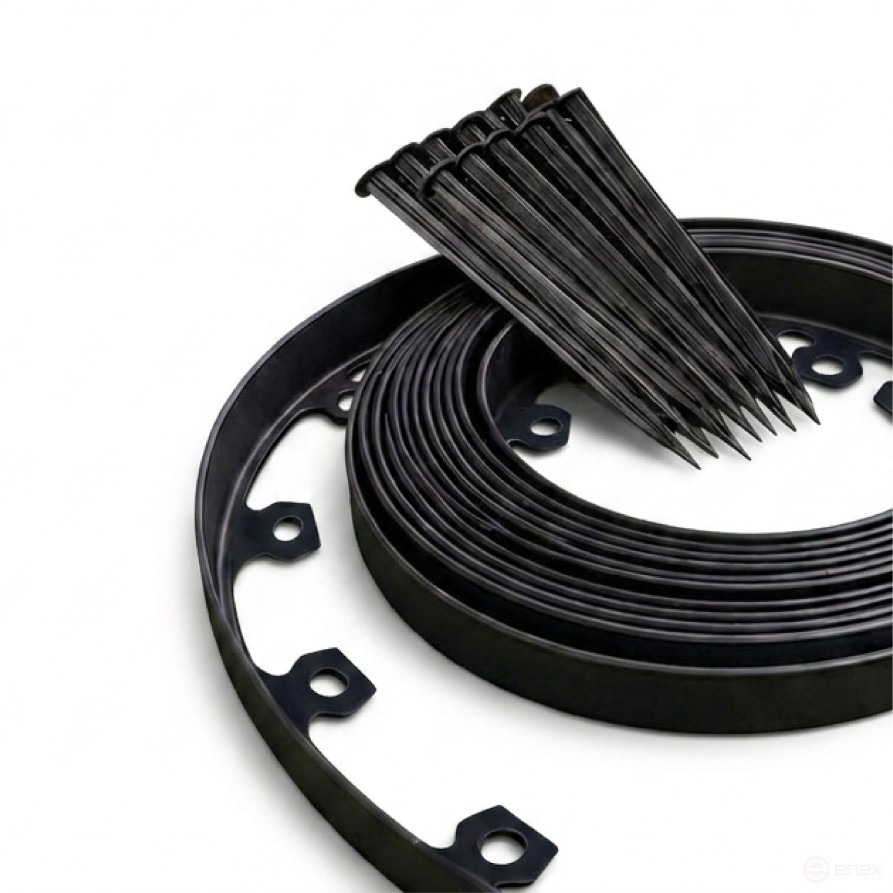 Plastic garden border MANGO LIGHT 10 m height 38 mm black