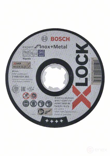 Отрезные диски для прямой резки Expert for Inox+Metal 115x1x22,23 AS 60 T INOX BF, 115 mm, 1,0 mm