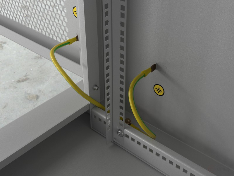 TWL-1266-SD-RAL7035 Wall cabinet 19-inch (19"), 12U, 650x600x600mm, metal perforated door, non-removable walls, 1 pair of profiles, color gray (RAL 7035) (assembled)