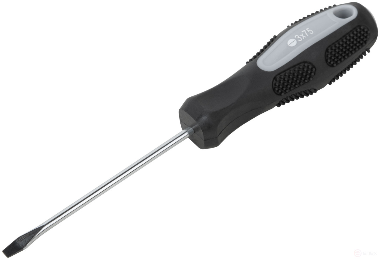 Screwdriver "Master", CrV steel, rubberized handle 3x75 mm SL