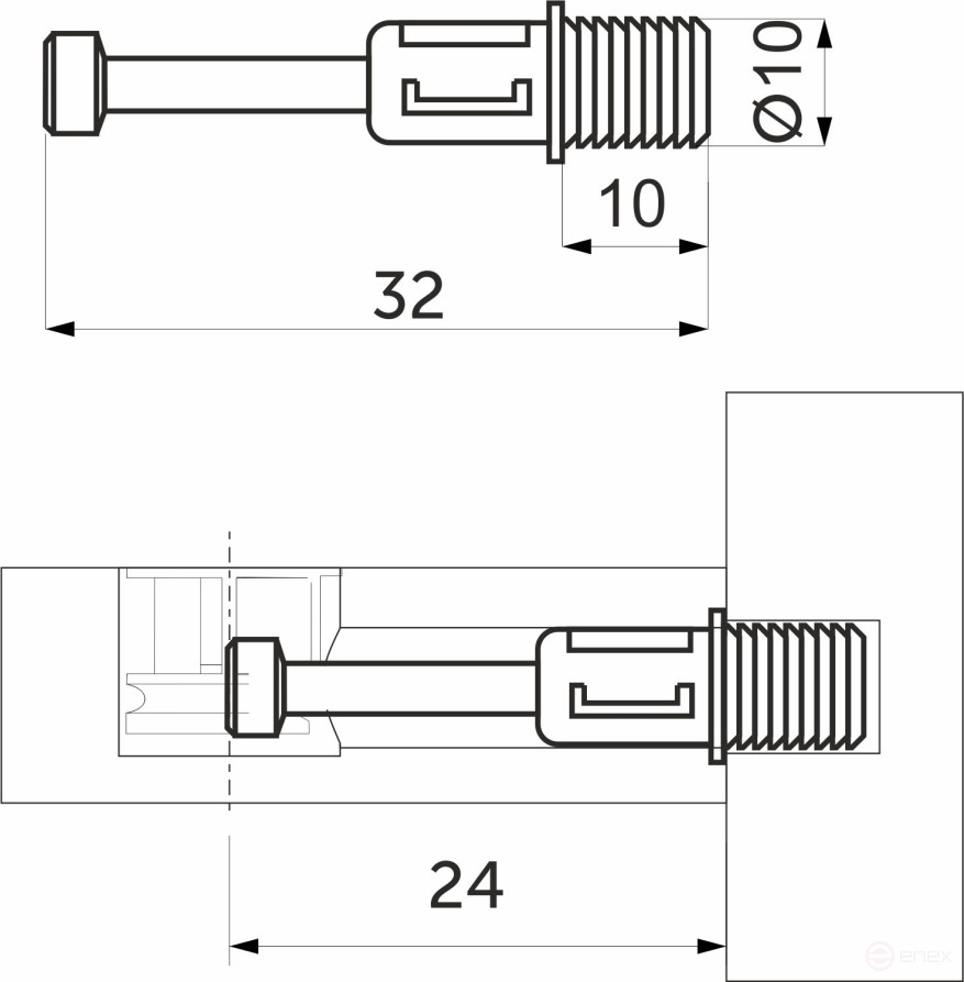 Шток эксцентрика распорный 10*24 (уп/1тыс.шт/коробка 3 тыс.) AKS