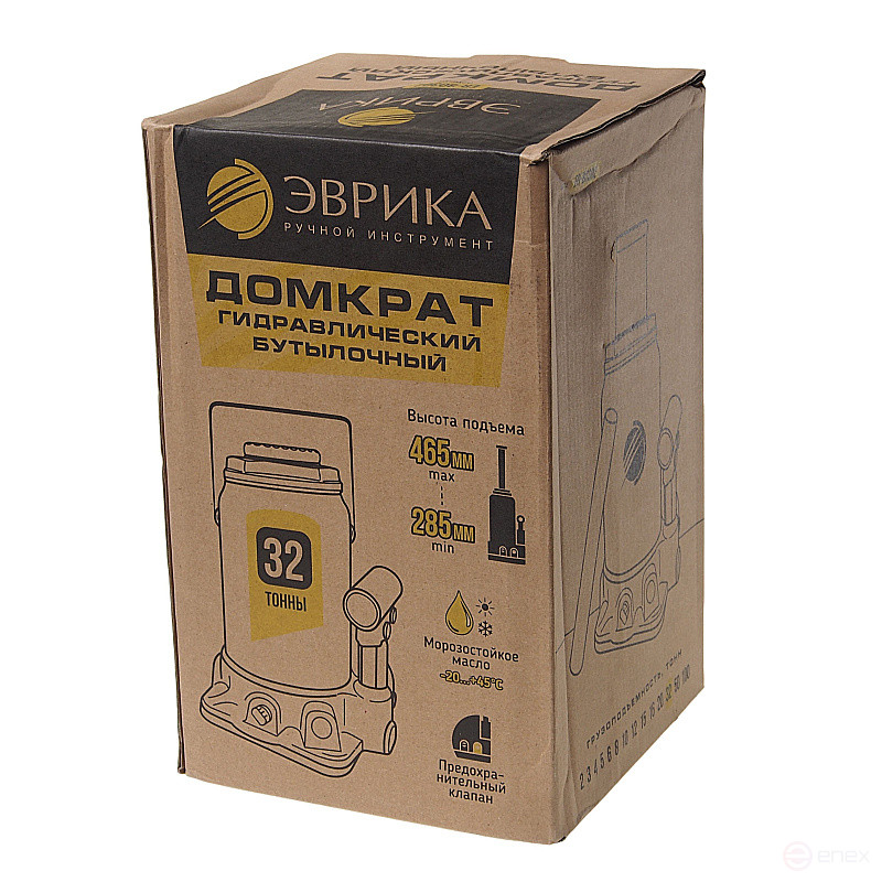 Hydraulic jack ER-80302 bottle with 32t valve, repair kit (lifting height 285-465mm) EUREKA /1/2