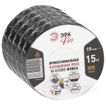 Набор изолент ЭРА SET5-1915FL тканевая флис 5 шт 19мм х 15м 300мкм черная