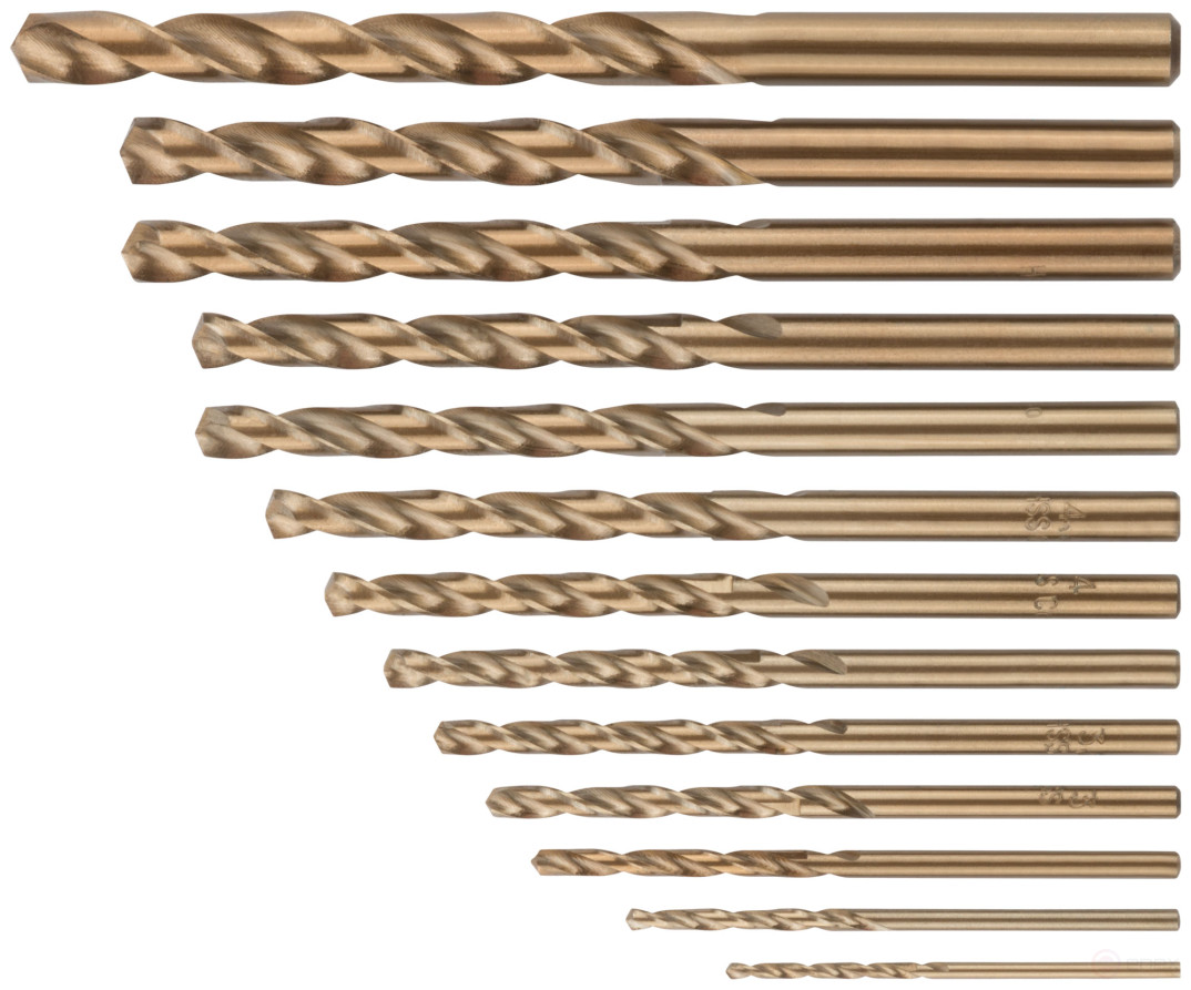 Набор сверл HSS по металлу с добавкой кобальта 5%, 13 шт. (1,5-2-2,5-3-3,2-3,5-4-4,5-4,8-5-5,5-6-6,5 мм)