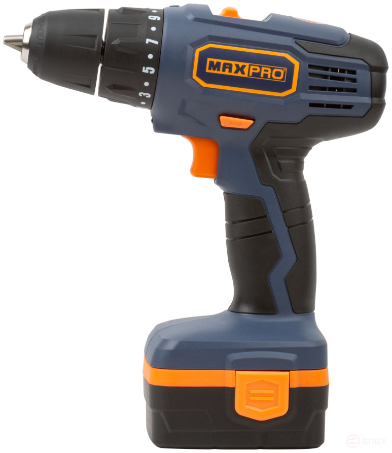 MAX-PRO Cordless Screwdriver 12 V; 2 speeds 0-350/0-1100 rpm; 10 mm; 27 Nm; 2 batteries (Ni-Cd) x1.5 Ah; 15+1; 1 hour; speed control