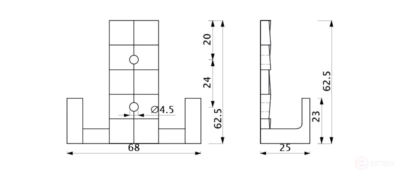 Hook meb. two-horn metal TETRIS old gold AKS