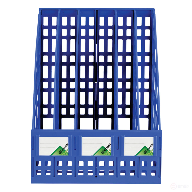 Vertical STAMP paper tray, prefabricated, 5 compartments, blue