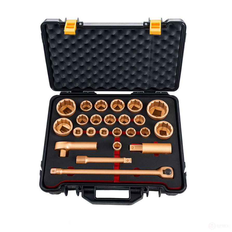 A set of intrinsically safe socket heads 3/4", 1", 26 pieces BeCu, HORTZ