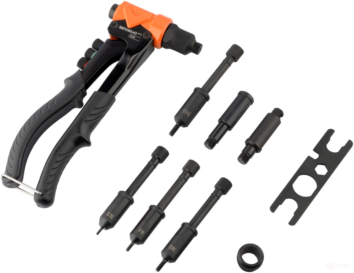Riveter for exhaust (2.4-6.4mm) and threaded (M3-M6) rivets Avtodor PRO 45400