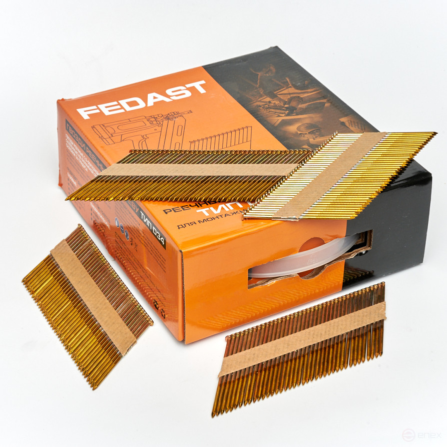 Реечные гвозди по дереву тип D34 (3х75, RIEG гальв. кольц. накат., 2000 шт/уп) FEDAST