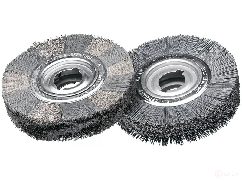 Cylindrical corrugated brush, D250 mm, width 50 mm, nylon abrasive SIC K 180/1.00 mm, landing hole 50.8 mm with a double keyway 13*7 mm