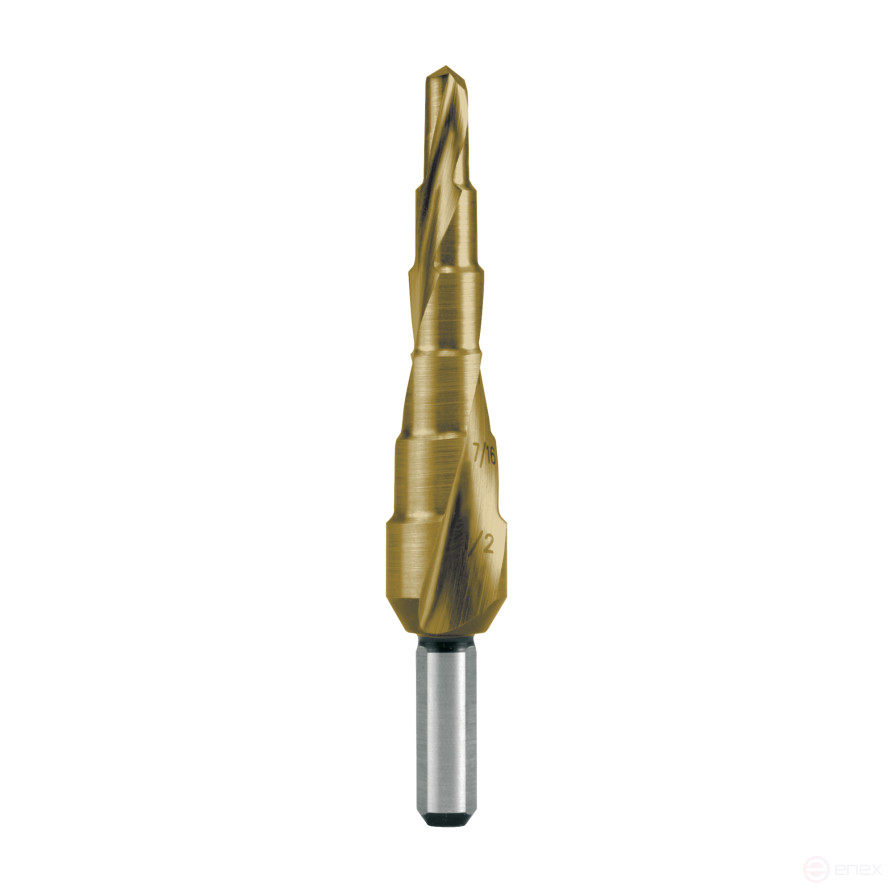 Сверло ступенчатое HSS дюймовое CBN шлифованное со спиралевидной канавкой и подточкой острия Ø 3/16 - 1/2 TiN