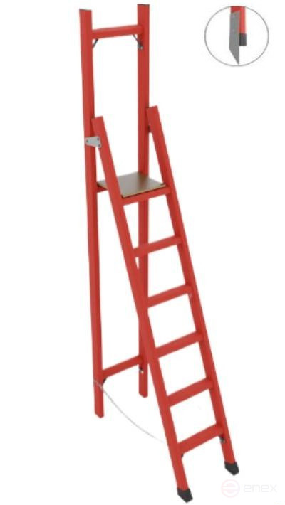 ССВ-2,7М стремянка стеклопластиковая с вертикальной опорой, металлические оконцеватели (Мягкий грунт), h=2890мм, h рабочей площадки=1900мм, ступ.6