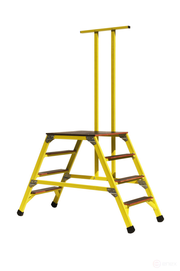 Fiberglass stepladder with symmetrical support with handrail SSS-0.9P-F55P