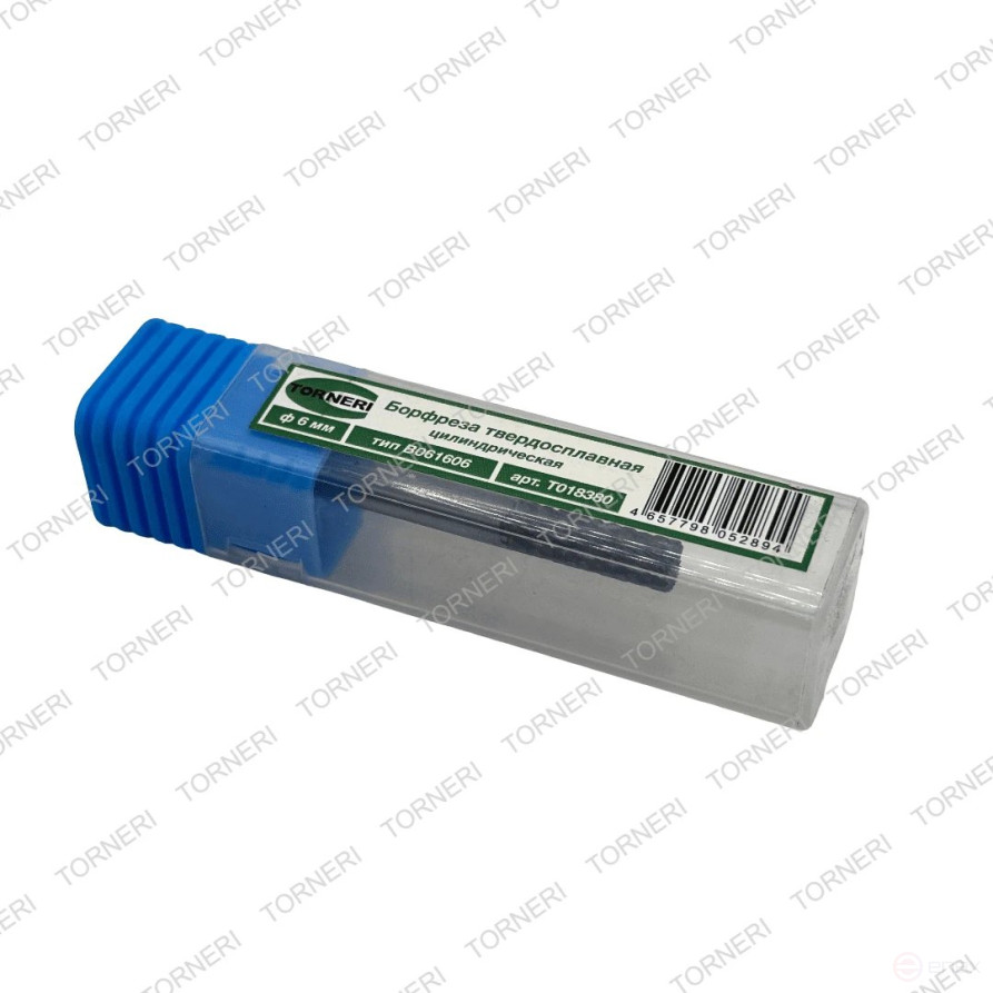 Carbide borehole type B061606 (cylindrical), 6.0 mm, shank 6 mm, end tooth, double notch TORNERI T018380
