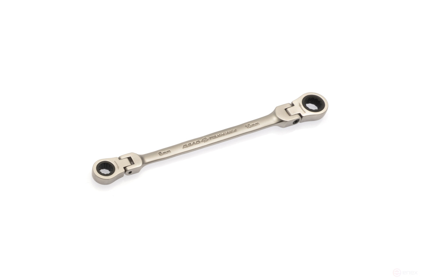 Ключ трещоточный шарнирный двусторонний 8×10 мм