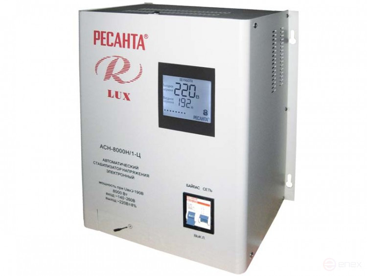 The voltage stabilizer of the LUX series RESANTA ASN-8000N/1-Ts