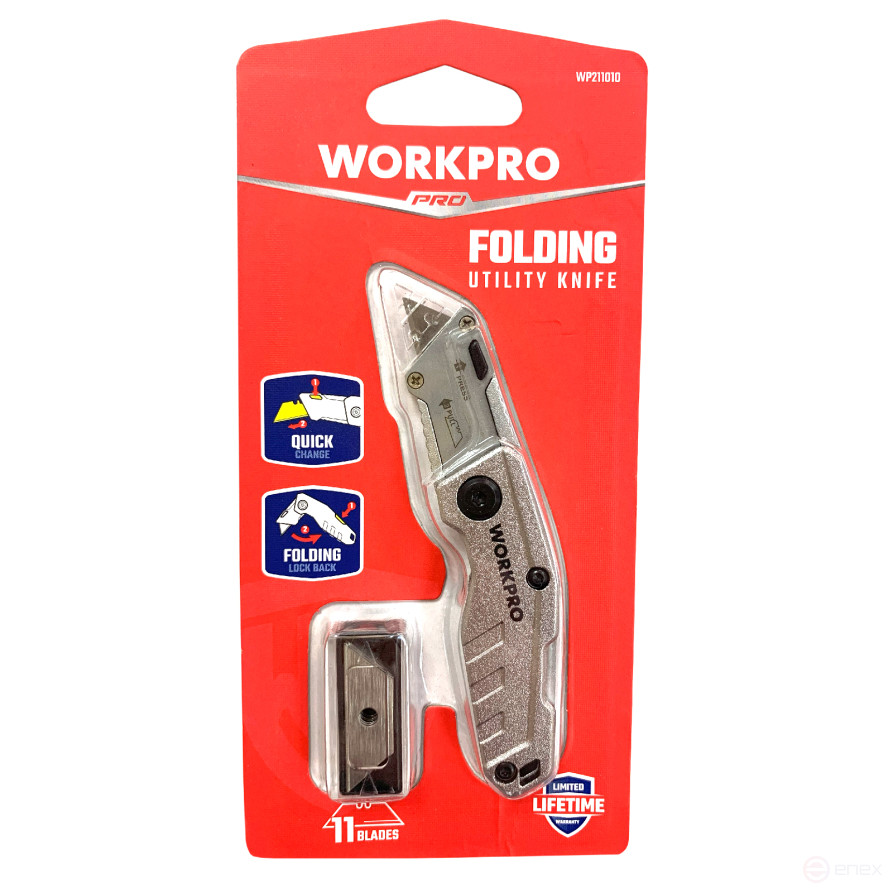 Universal Folding Knife with interchangeable Blades Mini WP211010 WORKPRO