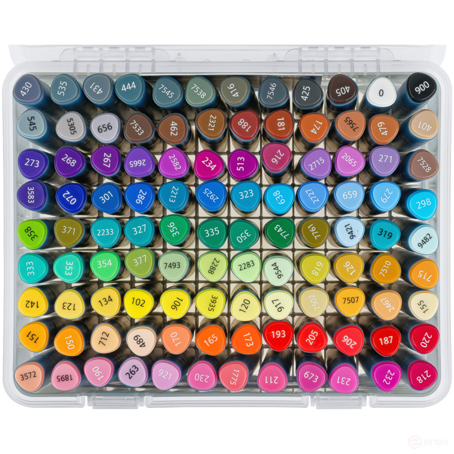 A set of double-sided markers for sketching Gamma "Studio" 108tsv., basic colors, triangular body, bullet-shaped /wedge-shaped. tips, plastic case
