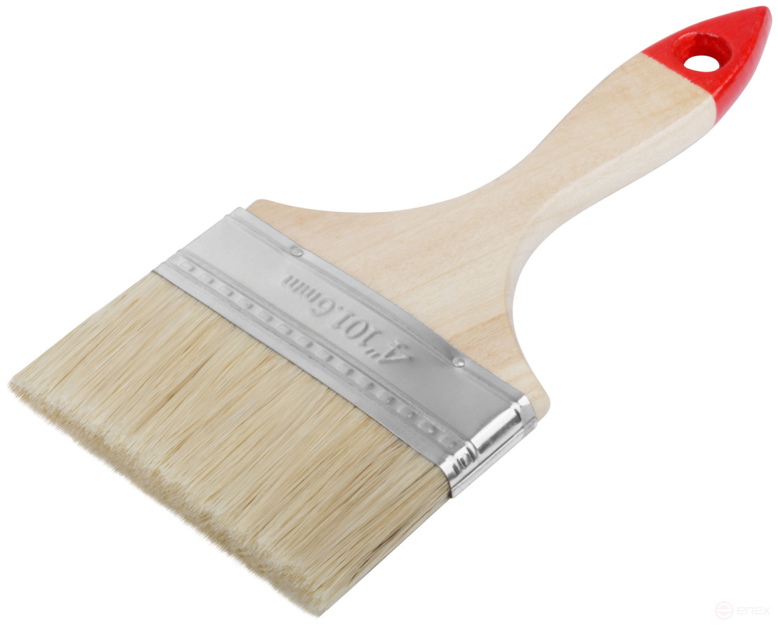 Кисть флейцевая "Оптима", натур. cветлая щетина, деревянная ручка 4" (100 мм)