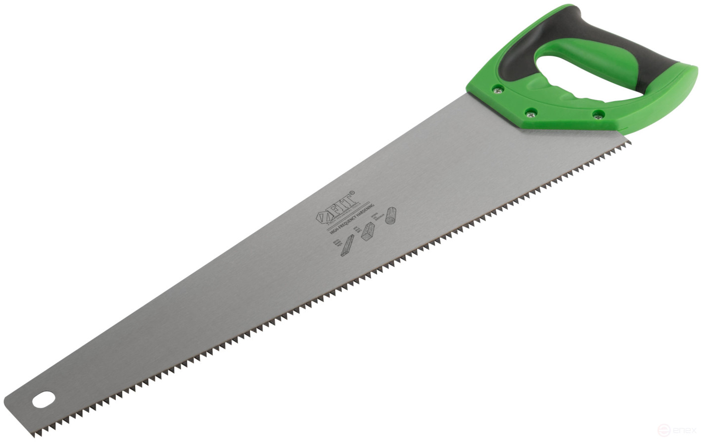 Wood hacksaw, large red-hot tooth 5 TPI, 2D sharpening, plastic rubberized handle 500 mm