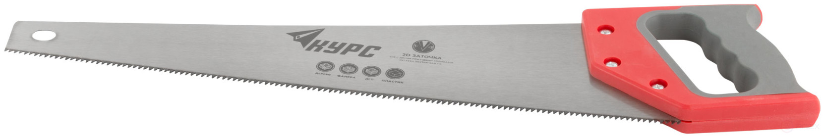 Wood hacksaw, 7 TRI medium tempered tooth, 2D sharpening, 450 mm rubberized plastic handle