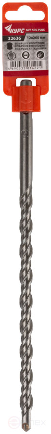 Бур по бетону SDS PLUS с двойной резьбой 12х260 мм